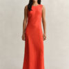 Vestido Midi de Linho com Corte em Bia