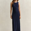 Vestido Midi de Linho com Corte em Bia