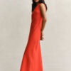 Vestido Midi de Linho com Corte em Bia