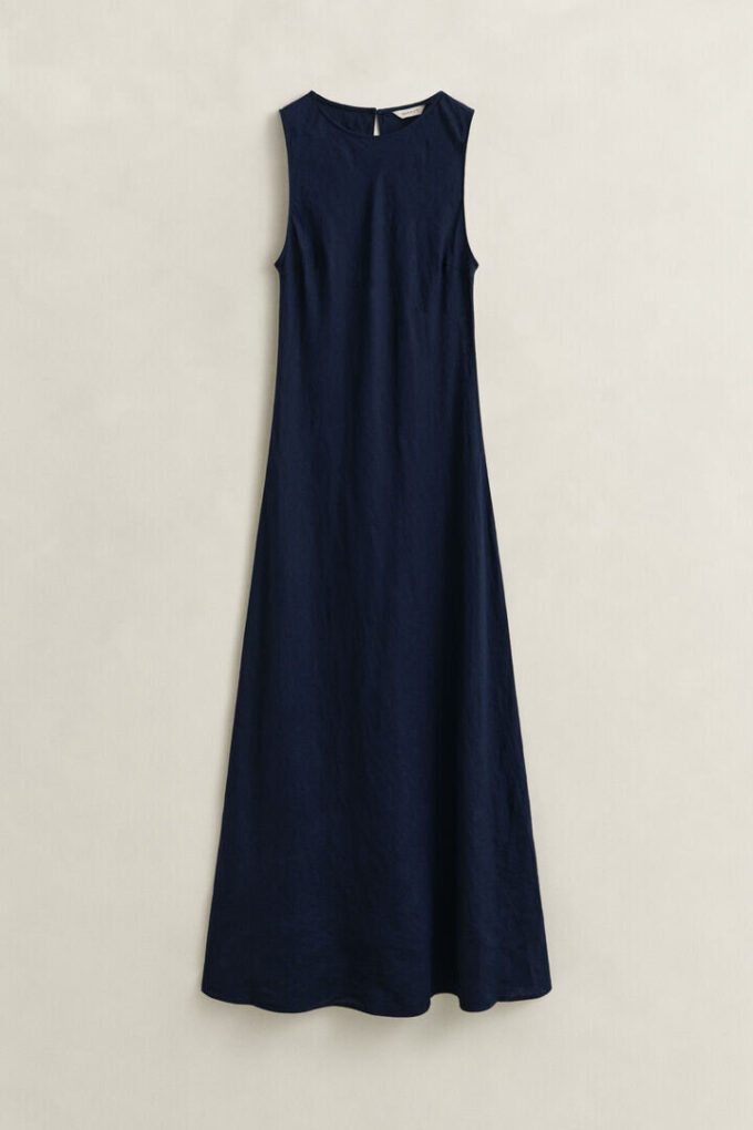 Vestido Midi de Linho com Corte em Bia