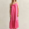 Vestido midi de seda com alças