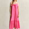 Vestido midi de seda com alças