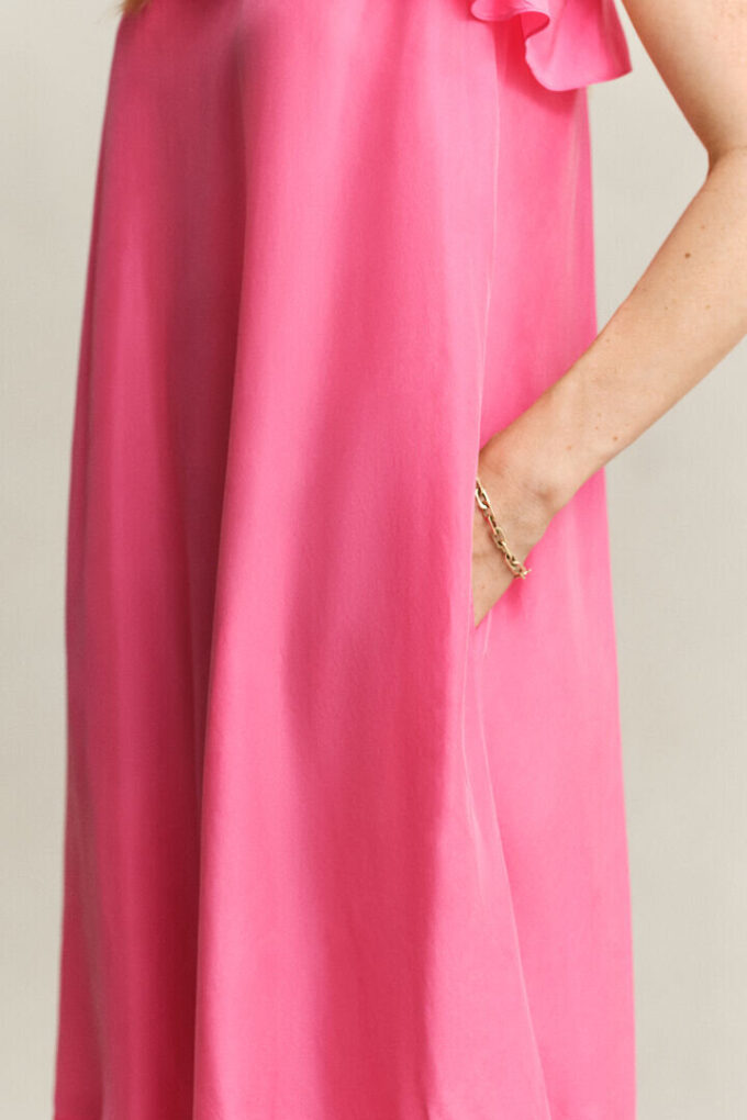Vestido midi de seda com alças