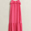Vestido midi de seda com alças