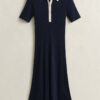 Vestido polo em malha canelada