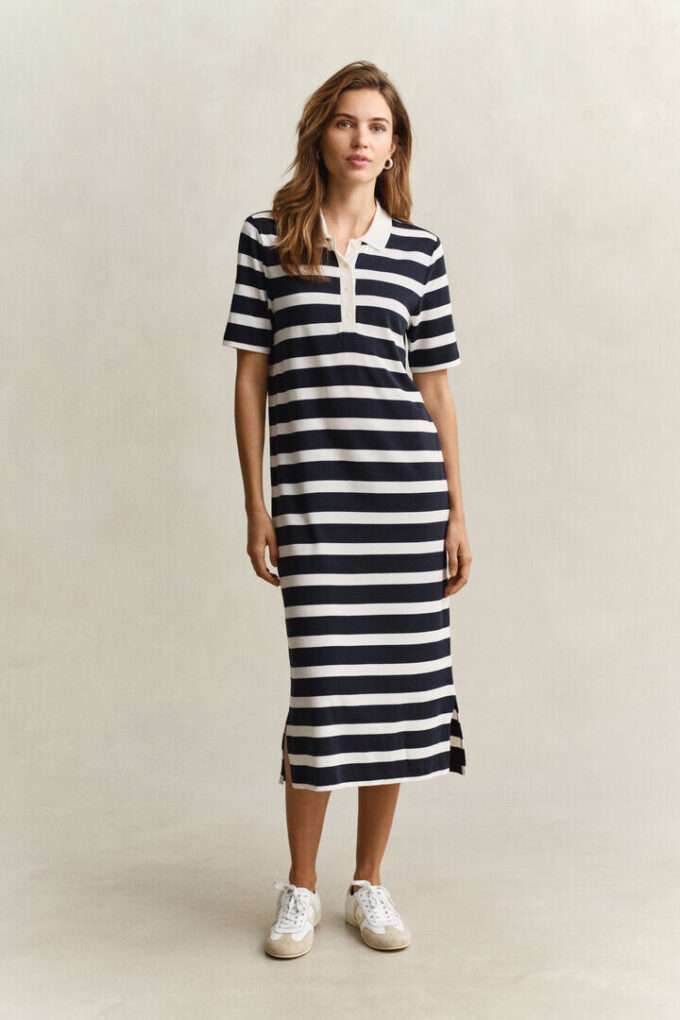 Vestido polo às riscas