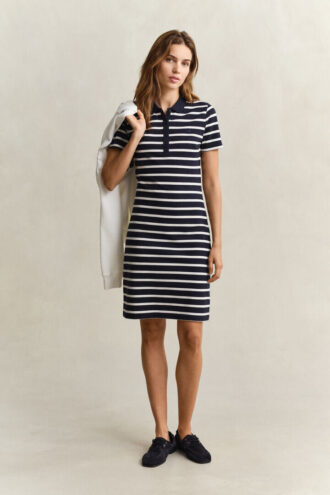 Vestido Polo às Riscas em Piqué