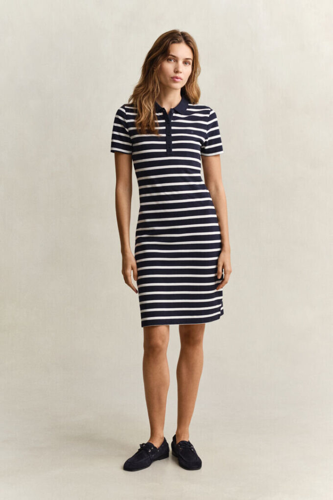 Vestido Polo às Riscas em Piqué