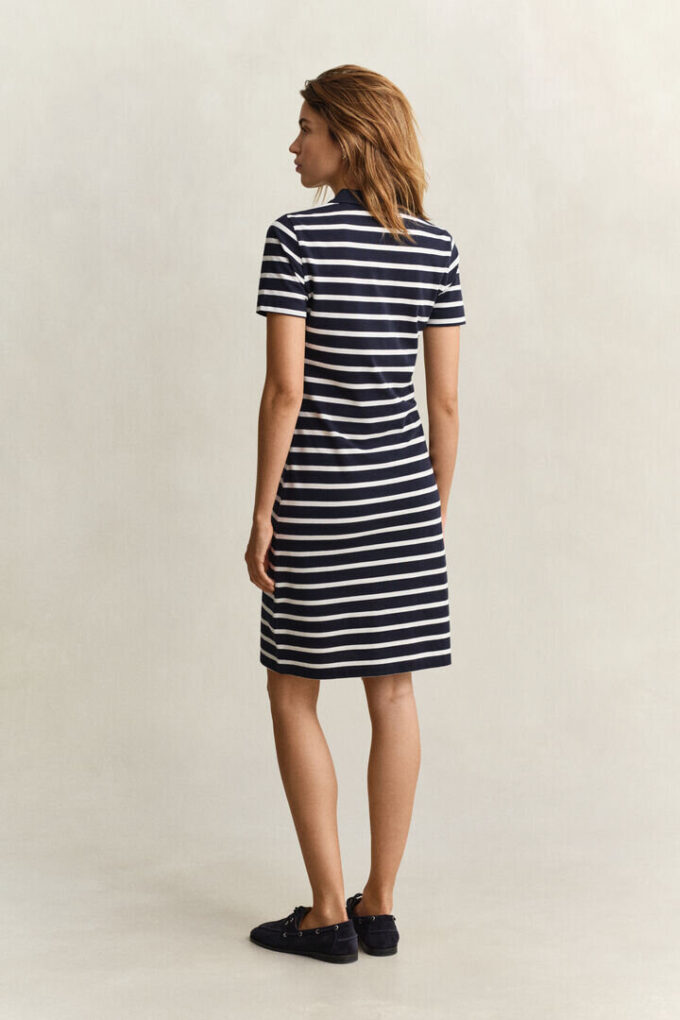 Vestido Polo às Riscas em Piqué