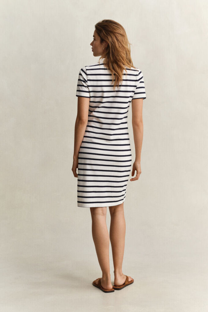 Vestido Polo às Riscas em Piqué