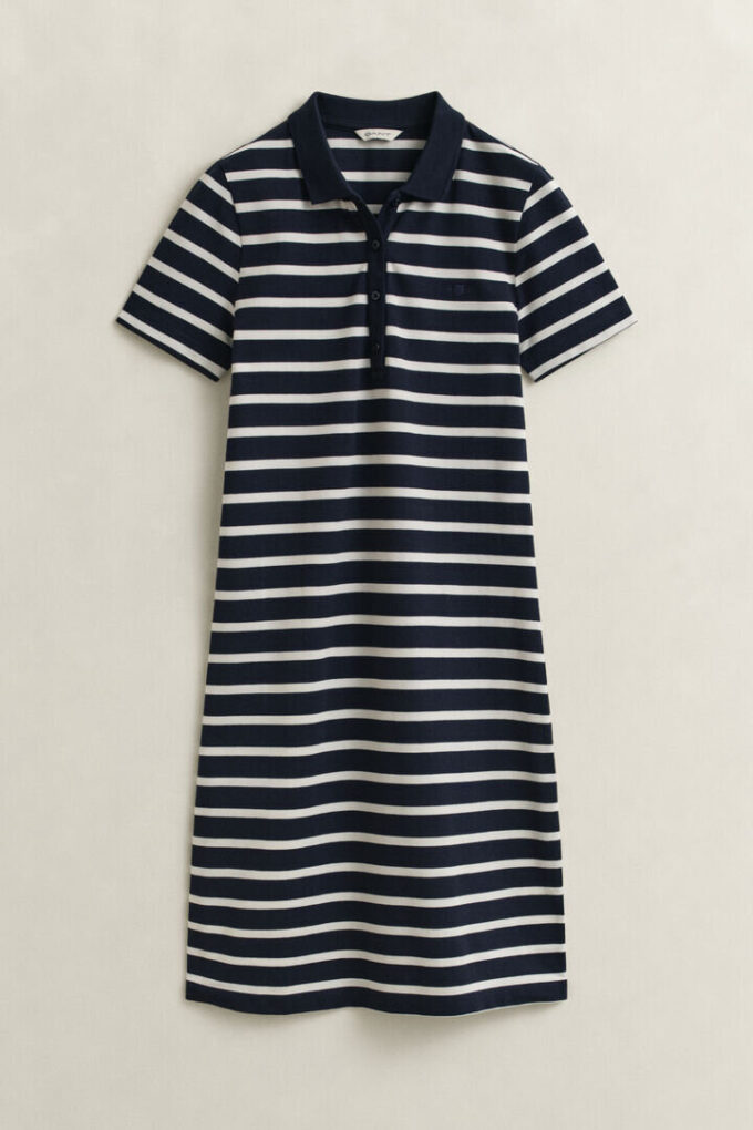 Vestido Polo às Riscas em Piqué