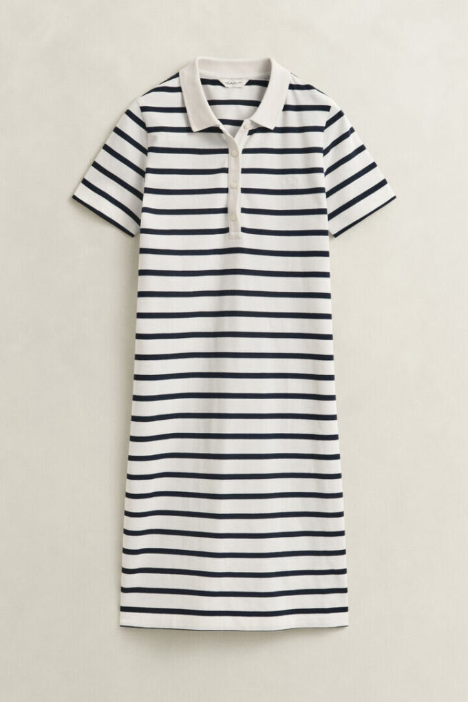 Vestido Polo às Riscas em Piqué