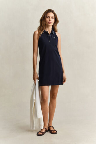 Vestido polo sem mangas em piqué