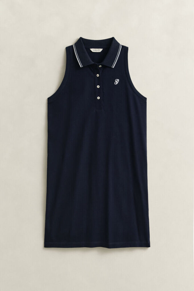 Vestido polo sem mangas em piqué