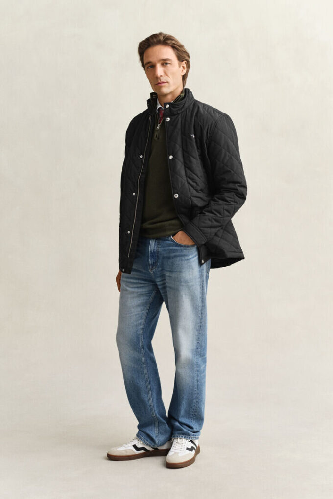 Windcheater de meio comprimento acolchoado